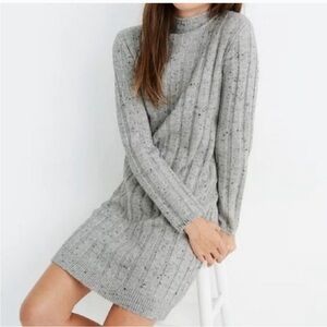 Madewell Donegal Rolled Mock Neck Sweater Dress Smoke Gray - Small